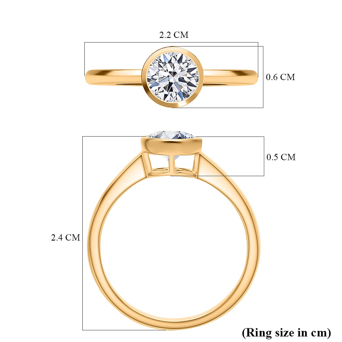 LUXURIANT 1 Ct. Lab Grown Diamond Solitaire Ring in 18K Vermeil Yellow Gold Sterling Silver 8367670 6