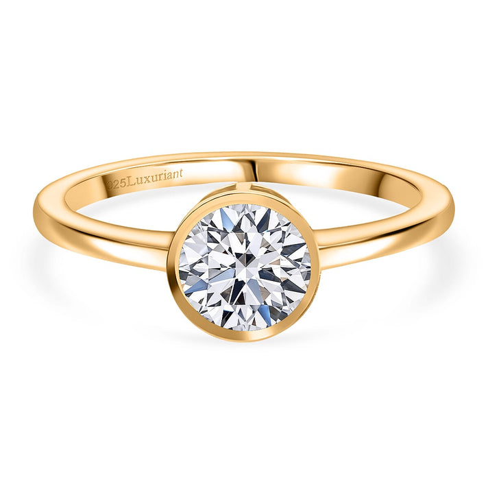 LUXURIANT 1 Ct. Lab Grown Diamond Solitaire Ring in 18K Vermeil Yellow Gold Sterling Silver 8367671 1