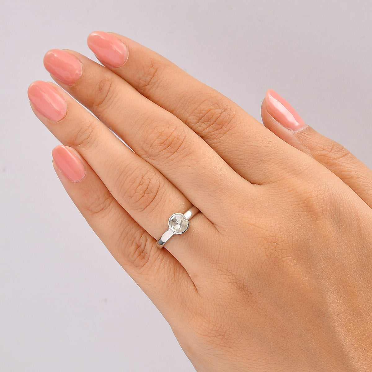 LUXURIANT Lab Grown Diamond Solitaire Ring in Rhodium Overlay Sterling Silver 8551429 2