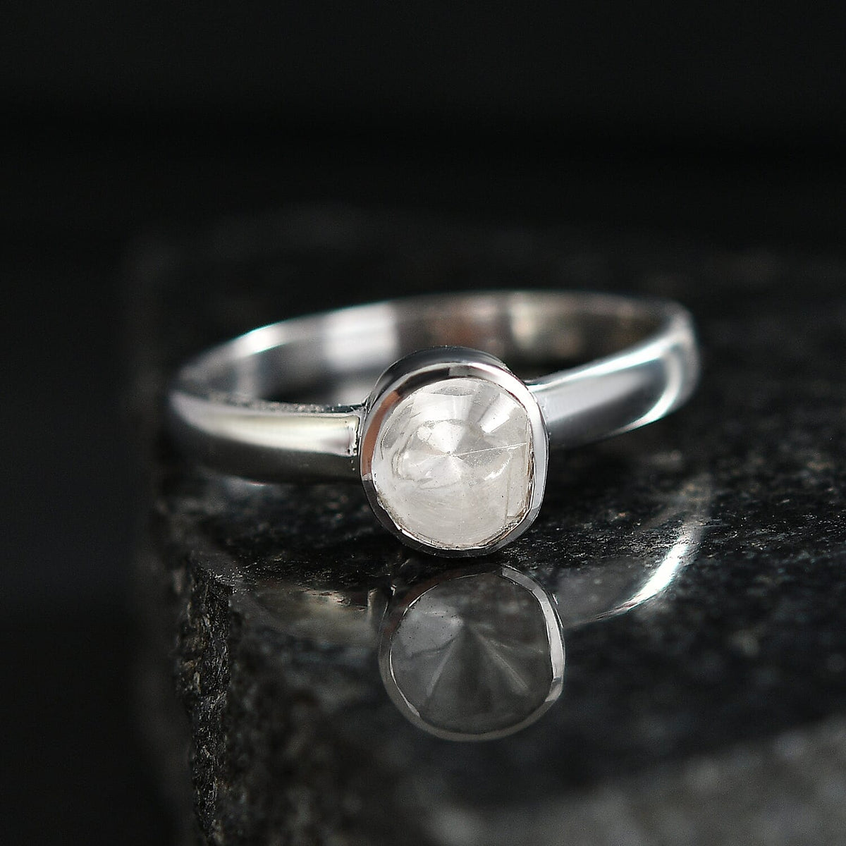 LUXURIANT Lab Grown Diamond Solitaire Ring in Rhodium Overlay Sterling Silver 8551429 3