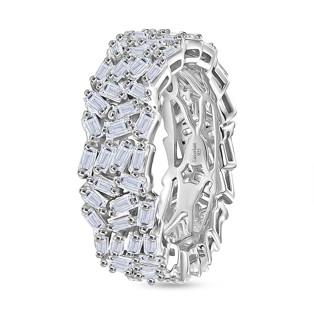 Designer Inspired - Luxuriant Lab Grown Diamond (SI-GH) Firecracker Ring in Rhodium Overlay Sterling Silver 2.00 Ct.