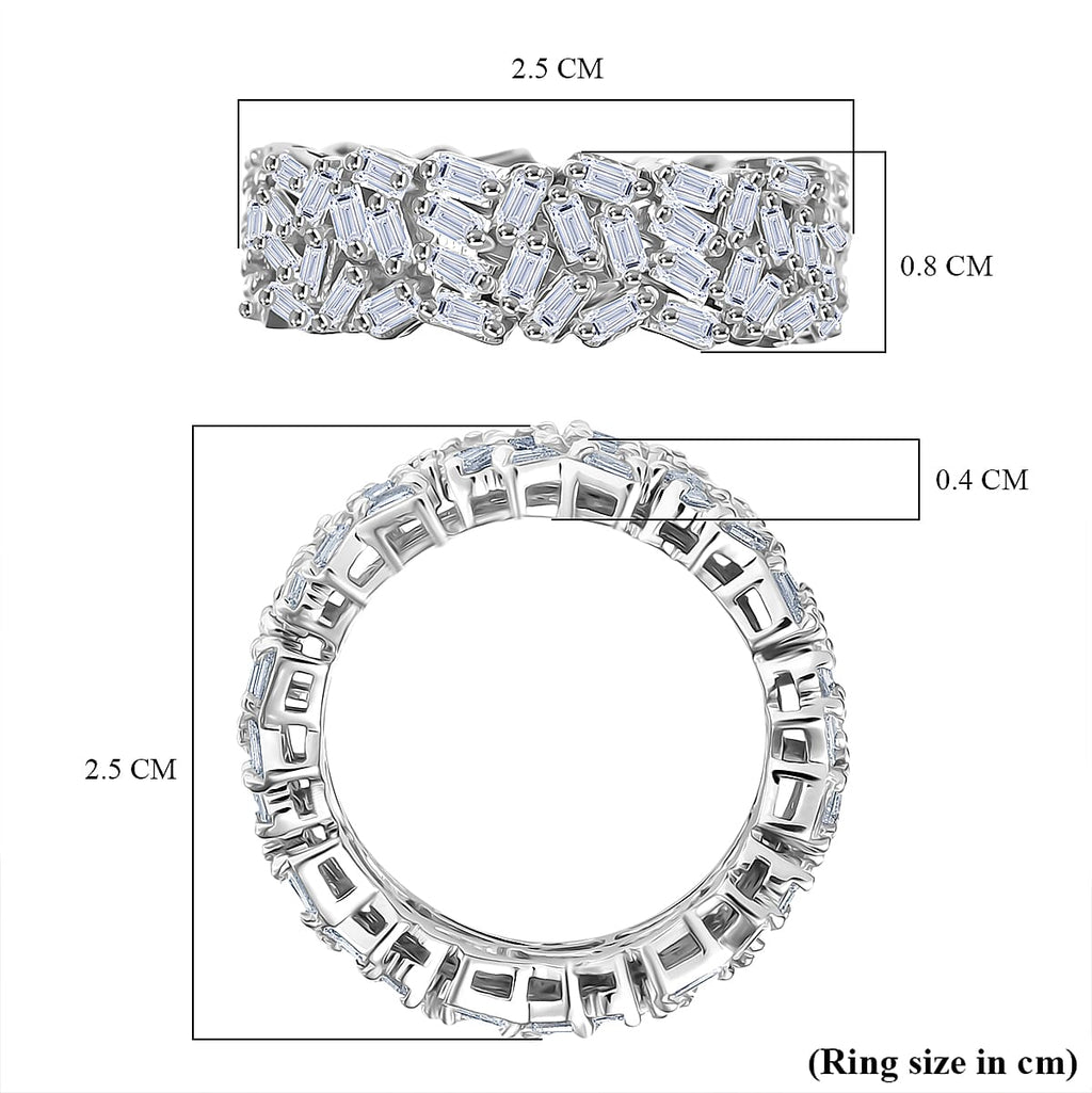 Designer Inspired - Luxuriant Lab Grown Diamond (SI-GH) Firecracker Ring in Rhodium Overlay Sterling Silver 2.00 Ct.