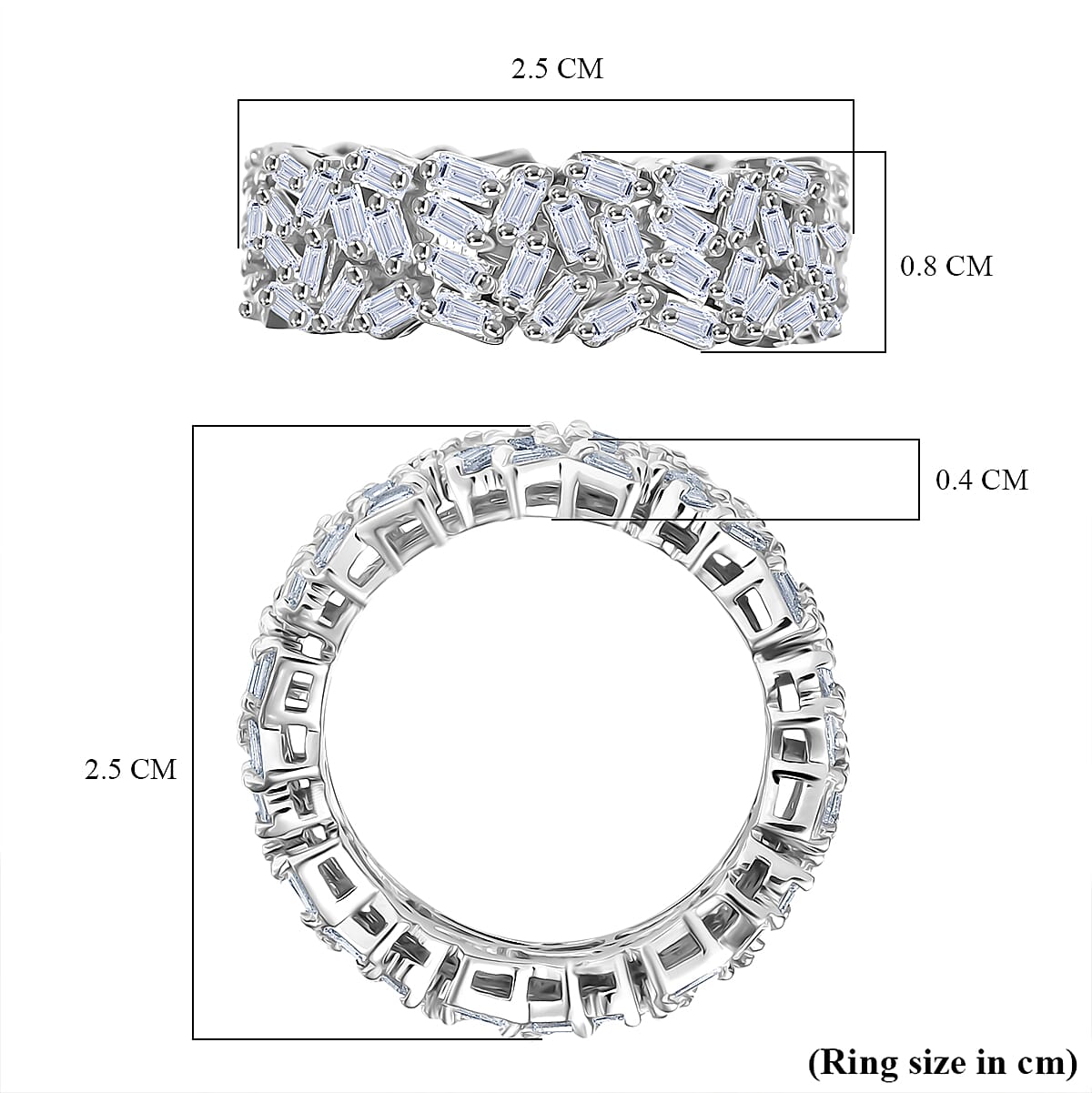 LUXURIANT 2 Ct. Lab Grown Diamond Firecracker Ring in Rhodium Overlay Sterling Silver (SI-GH) 8229696 6