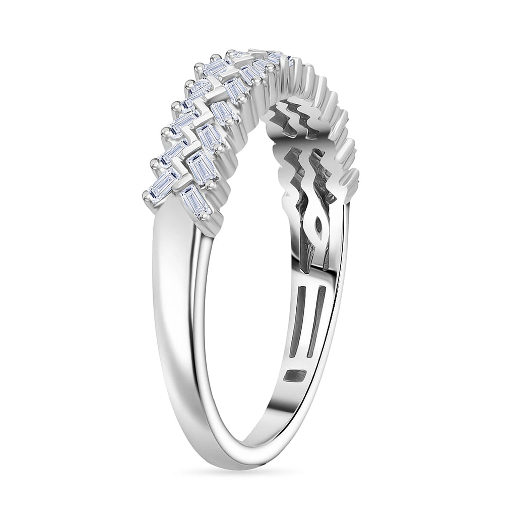 Luxuriant Lab Grown Diamond Ring in Rhodium Overlay Sterling Silver. Total Wt 0.50 Cts