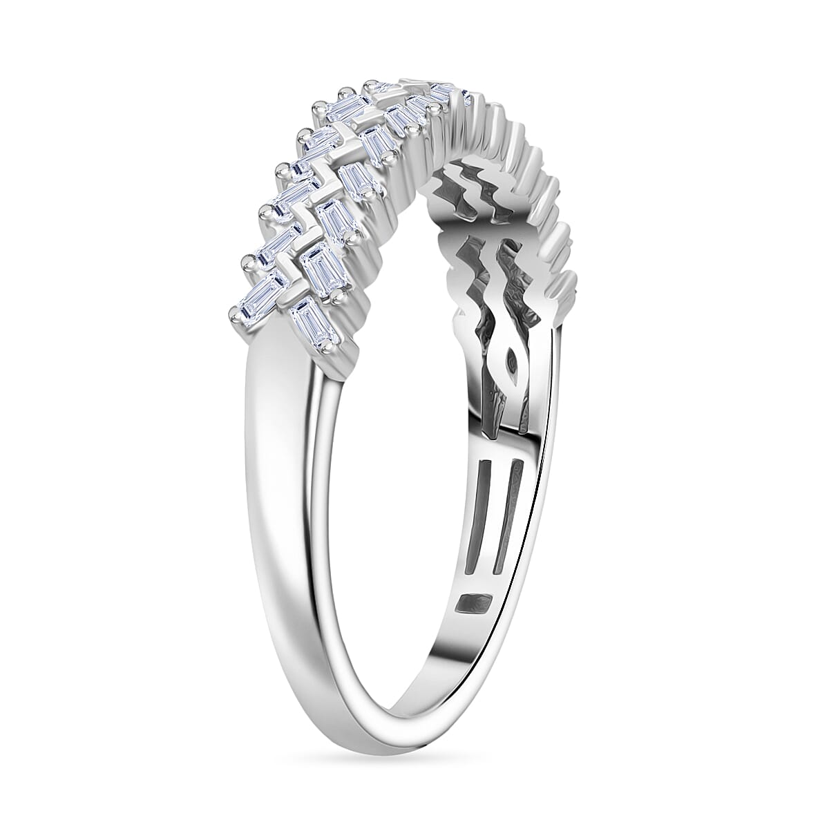 LUXURIANT 0.50 Ct. Lab Grown Diamond Weave Ring in Rhodium Overlay Sterling Silver 8230668 3