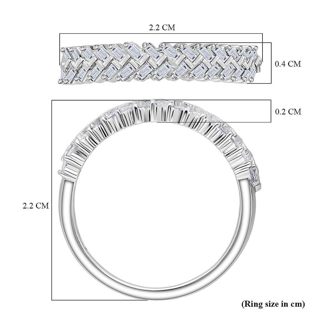 Luxuriant Lab Grown Diamond Ring in Rhodium Overlay Sterling Silver. Total Wt 0.50 Cts