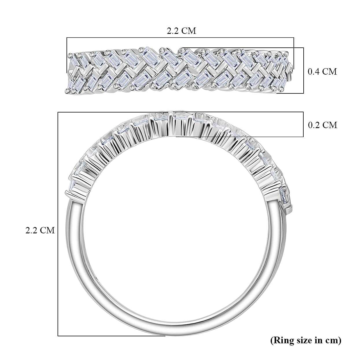 LUXURIANT 0.50 Ct. Lab Grown Diamond Weave Ring in Rhodium Overlay Sterling Silver 8230668 4
