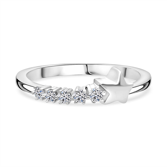 LUXURIANT Lab Grown Diamond 5 Stone Ring in Rhodium Overlay Sterling Silver 8303035 1