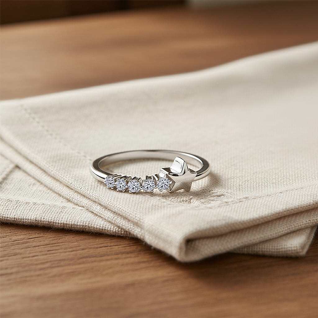 LUXURIANT Lab Grown Diamond 5 Stone Ring in Rhodium Overlay Sterling Silver 8303035 1