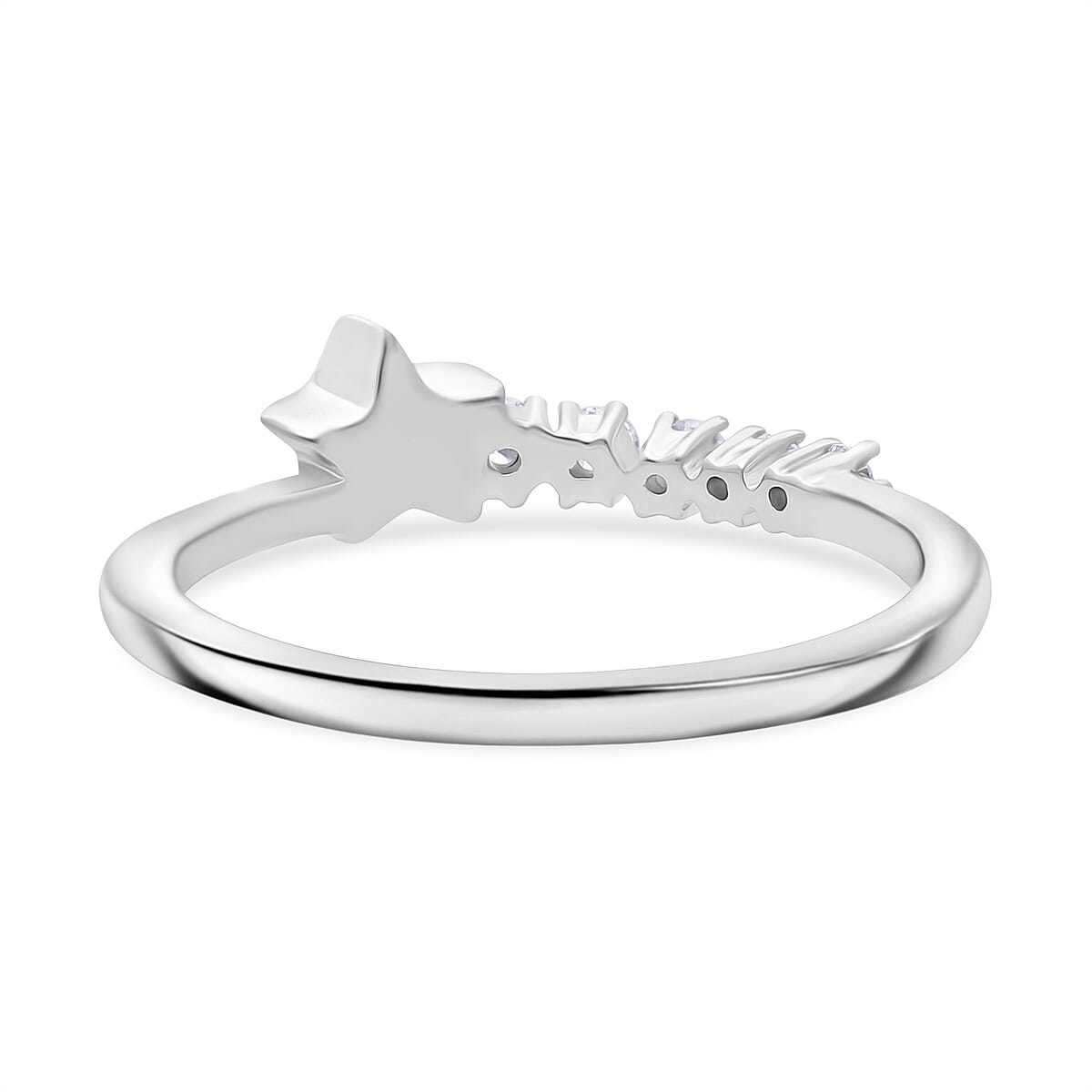 LUXURIANT Lab Grown Diamond 5 Stone Ring in Rhodium Overlay Sterling Silver 8303035 4