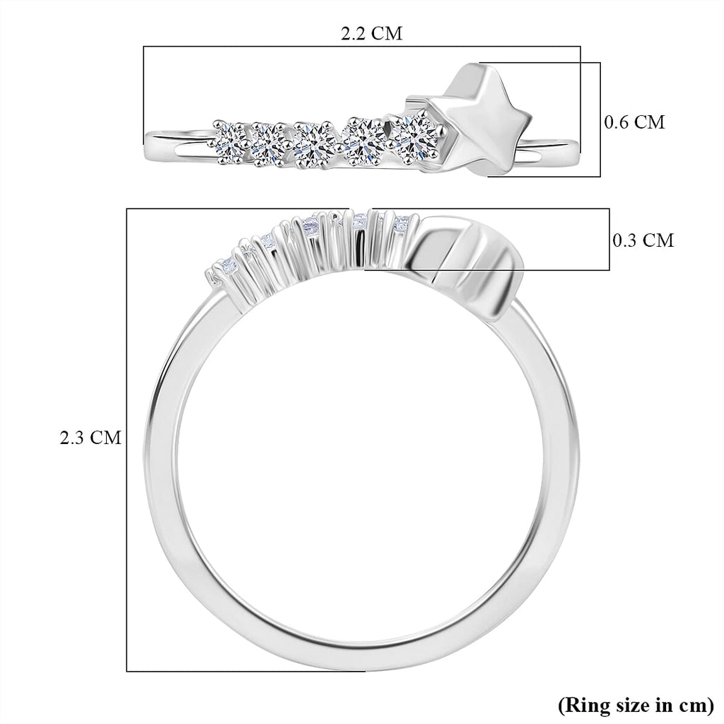 Luxuriant Lab Grown Diamond (SI-GH) Ring in Rhodium Overlay Sterling Silver 0.16 Ct.