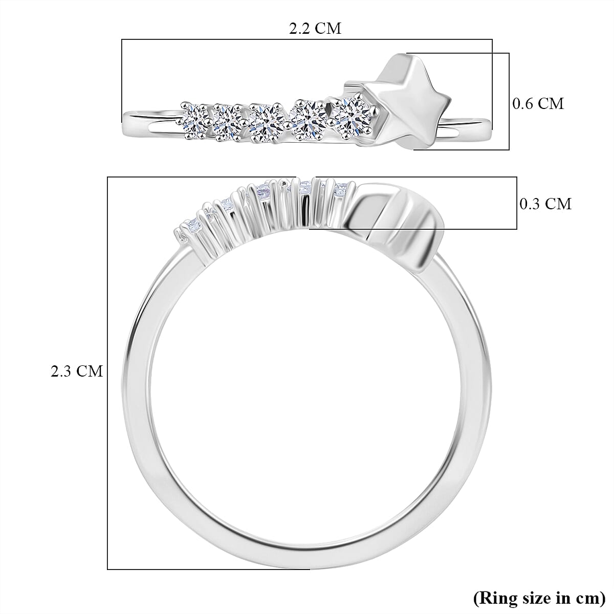 LUXURIANT Lab Grown Diamond 5 Stone Ring in Rhodium Overlay Sterling Silver 8303035 5