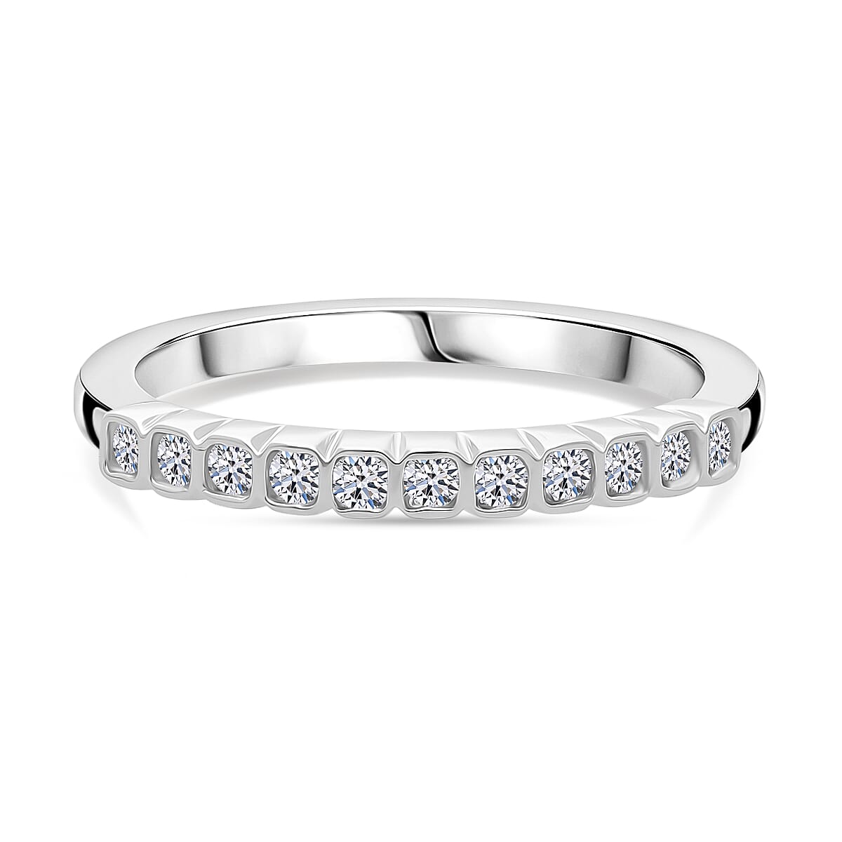 LUXURIANT 0.25 Ct. Lab Grown Diamond Band Ring in Rhodium Overlay Sterling Silver 8301923 0