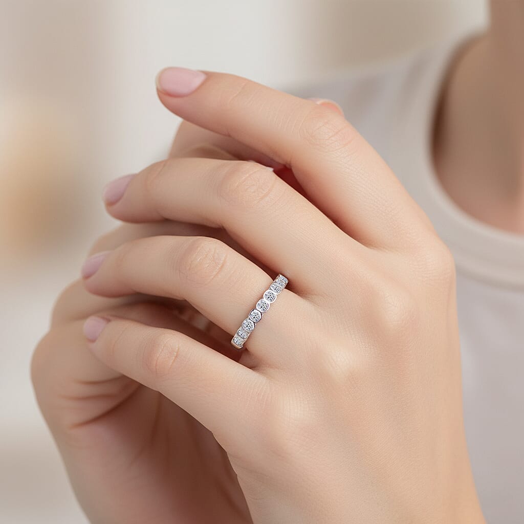 LUXURIANT 0.25 Ct. Lab Grown Diamond Band Ring in Rhodium Overlay Sterling Silver 8301923 2