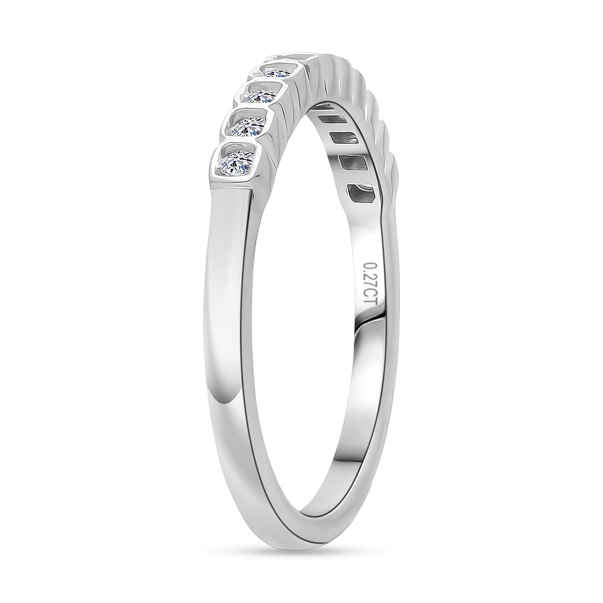 LUXURIANT 0.25 Ct. Lab Grown Diamond Band Ring in Rhodium Overlay Sterling Silver 8301923 3