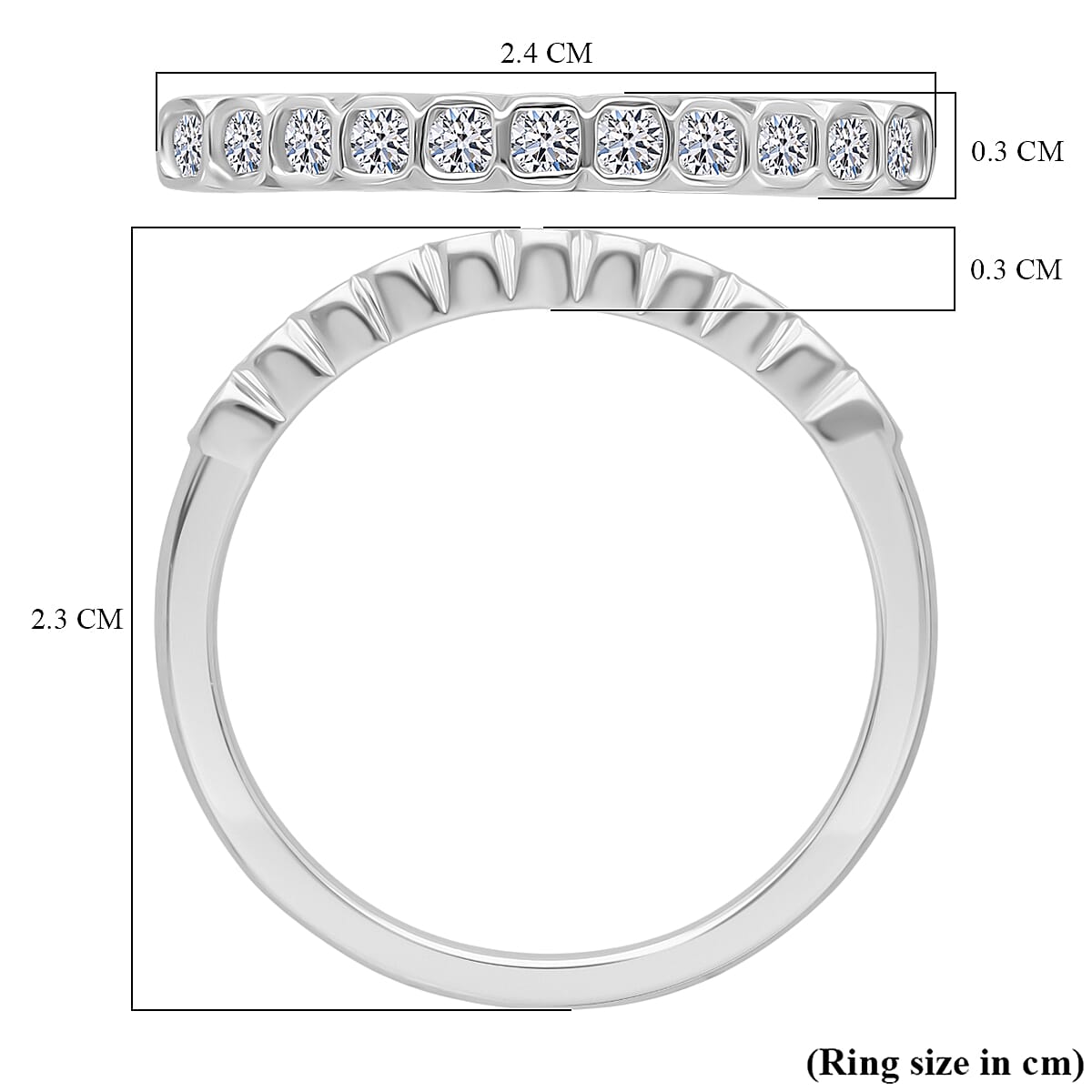 LUXURIANT 0.25 Ct. Lab Grown Diamond Band Ring in Rhodium Overlay Sterling Silver 8301923 5