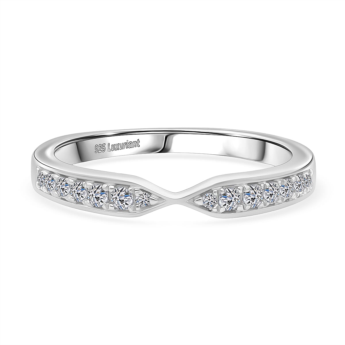 LUXURIANT 0.25 Ct. Lab Grown Diamond Band Ring in Rhodium Overlay Sterling Silver, SGL Certified 8301945 0