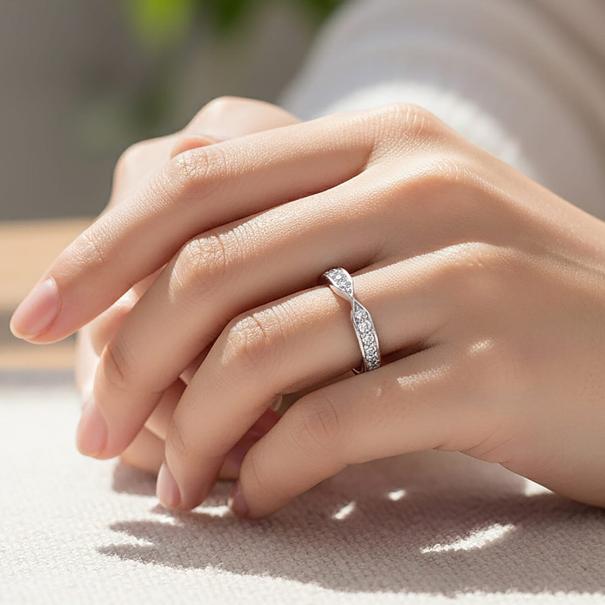 LUXURIANT 0.25 Ct. Lab Grown Diamond Band Ring in Rhodium Overlay Sterling Silver, SGL Certified 8301945 2