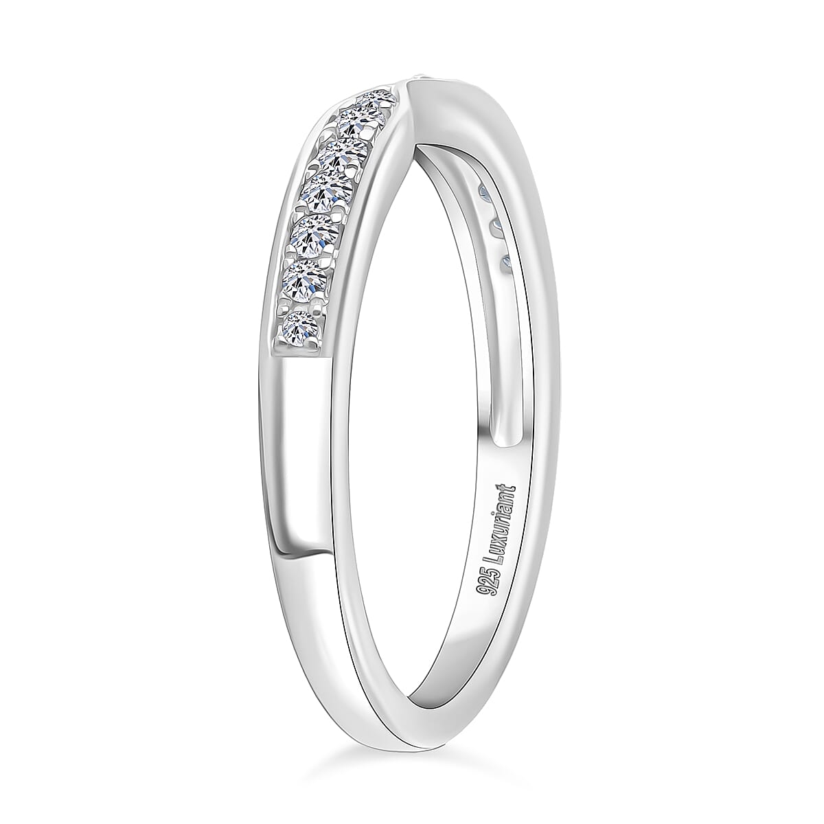LUXURIANT 0.25 Ct. Lab Grown Diamond Band Ring in Rhodium Overlay Sterling Silver, SGL Certified 8301945 3