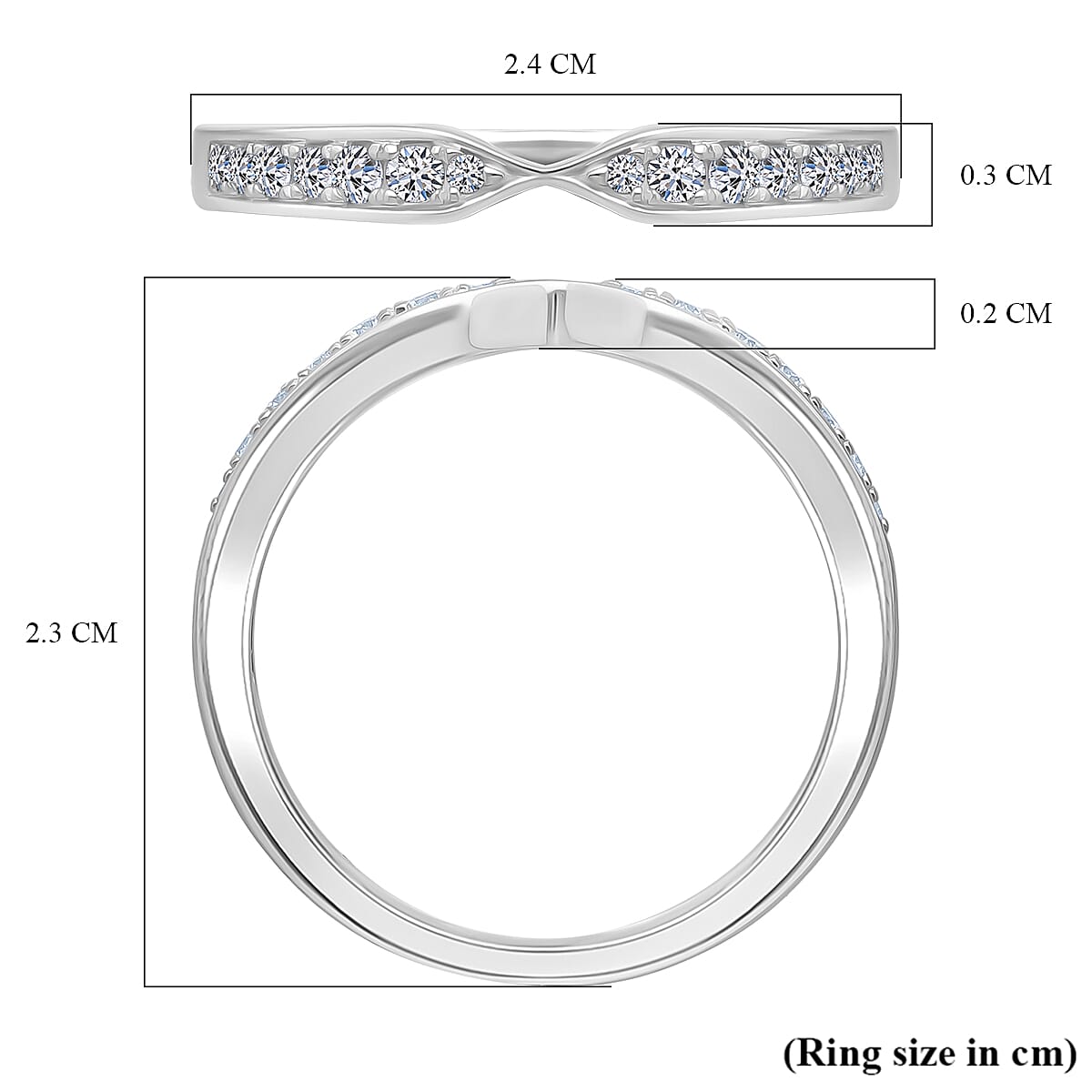 LUXURIANT 0.25 Ct. Lab Grown Diamond Band Ring in Rhodium Overlay Sterling Silver, SGL Certified 8301945 5