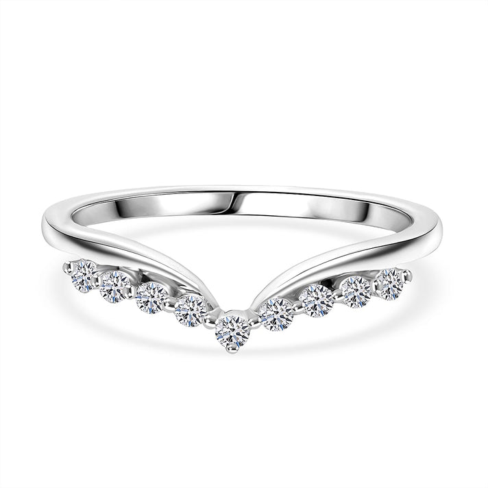 LUXURIANT 0.25 Ct. Lab Grown Diamond Wishbone Ring in Rhodium Overlay Sterling Silver 8304632 1