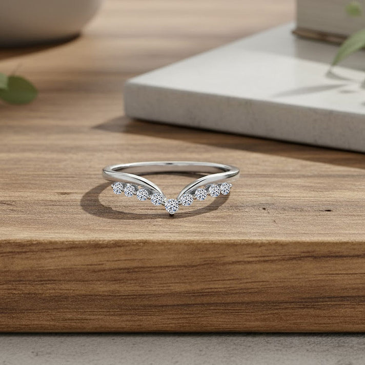 LUXURIANT 0.25 Ct. Lab Grown Diamond Wishbone Ring in Rhodium Overlay Sterling Silver 8304632 2