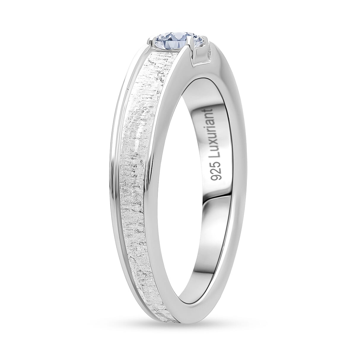 LUXURIANT Lab Grown Diamond Solitaire Ring in Rhodium Overlay Sterling Silver (SI-GH) 8349372 3