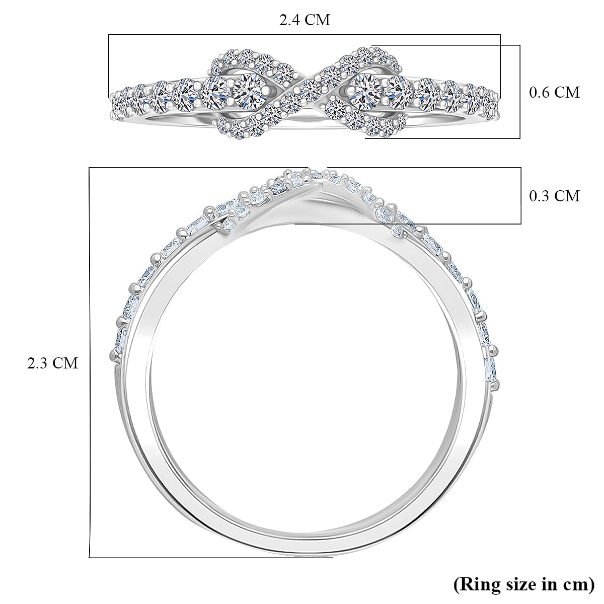 LUXURIANT 0.5 Ct. Lab Grown Diamond Bow Ring in Rhodium Overlay Sterling Silver 8322735 5