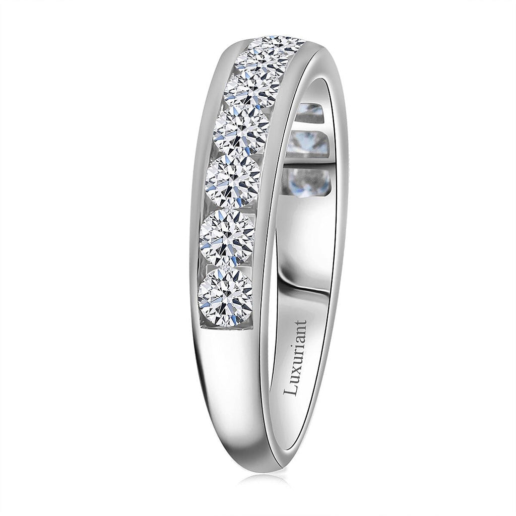 Luxuriant Lab Grown Diamond (SI-GH) Band Ring in Rhodium Overlay Sterling Silver 1.00 Ct.
