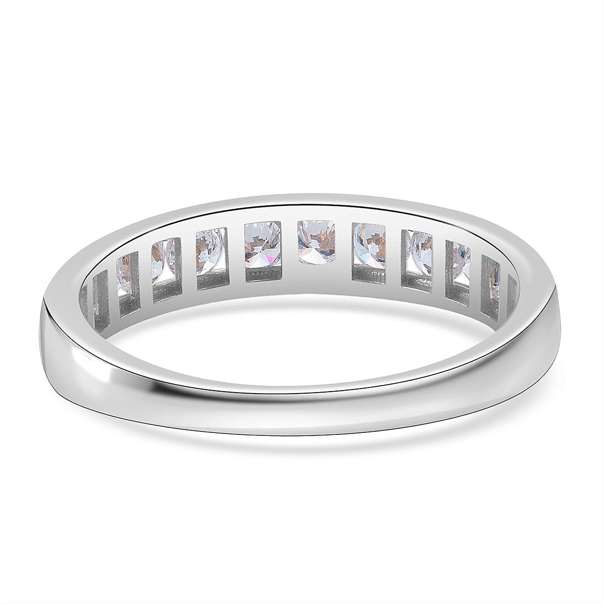 LUXURIANT Lab Grown Diamond Half-Eternity Ring in Rhodium Overlay Sterling Silver (SI-GH) 8272867 5