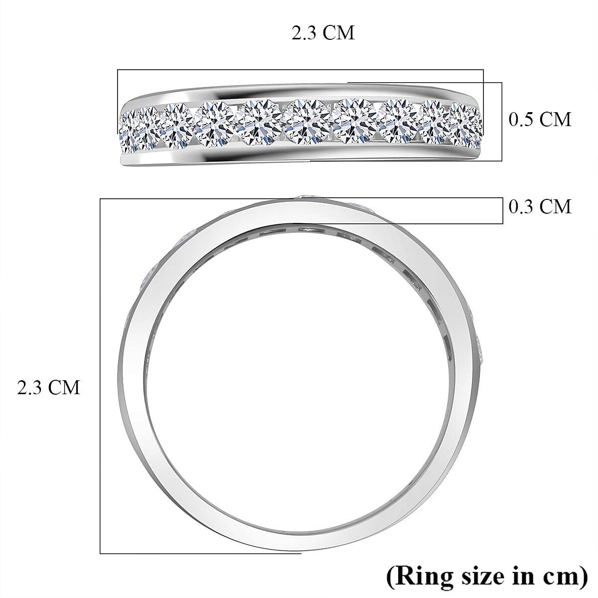 LUXURIANT Lab Grown Diamond Half-Eternity Ring in Rhodium Overlay Sterling Silver (SI-GH) 8272867 6