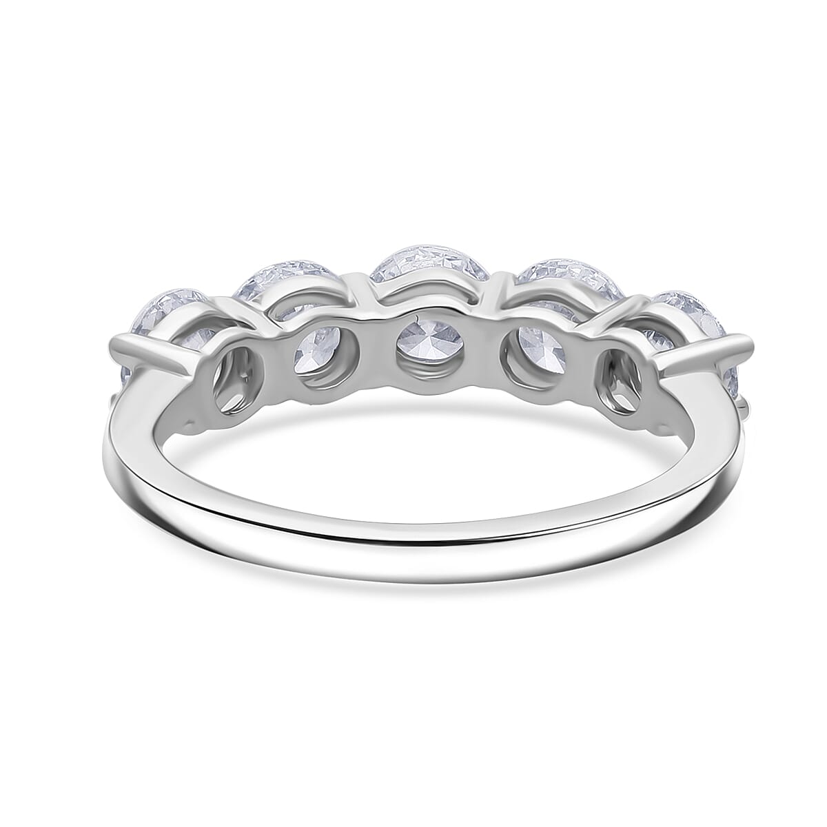 LUXURIANT 1 Ct. Lab Grown Diamond 5-Stone Ring in Rhodium Overlay Sterling Silver (SI-GH) 8523971 3