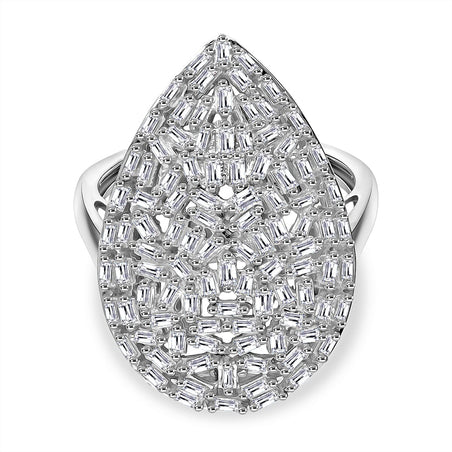 LUXURIANT 1 Ct. Lab Grown Diamond Cluster Ring in Rhodium Overlay Sterling Silver (SI-GH) 8226805 1