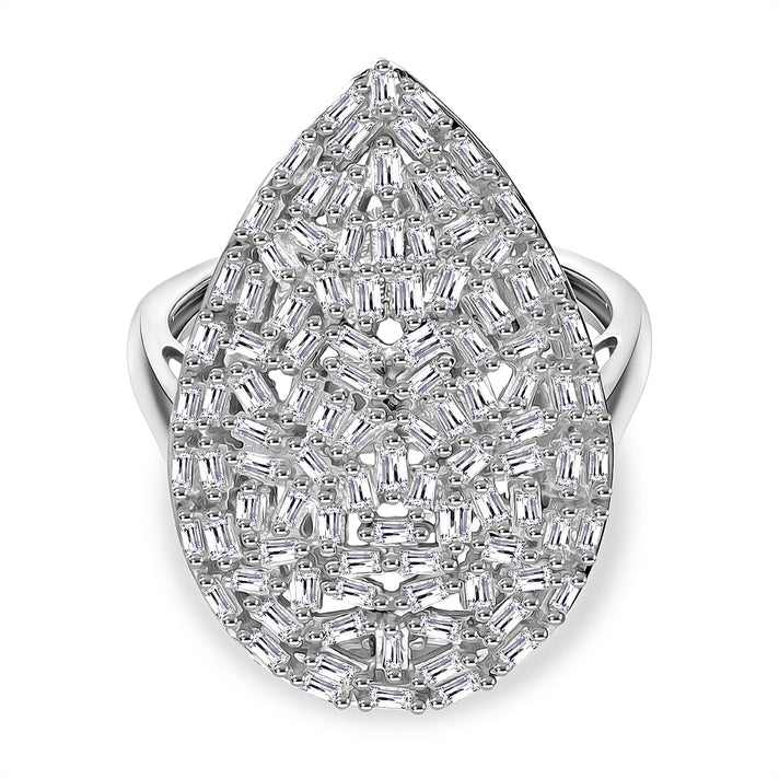 LUXURIANT 1 Ct. Lab Grown Diamond Cluster Ring in Rhodium Overlay Sterling Silver (SI-GH) 8226805 1