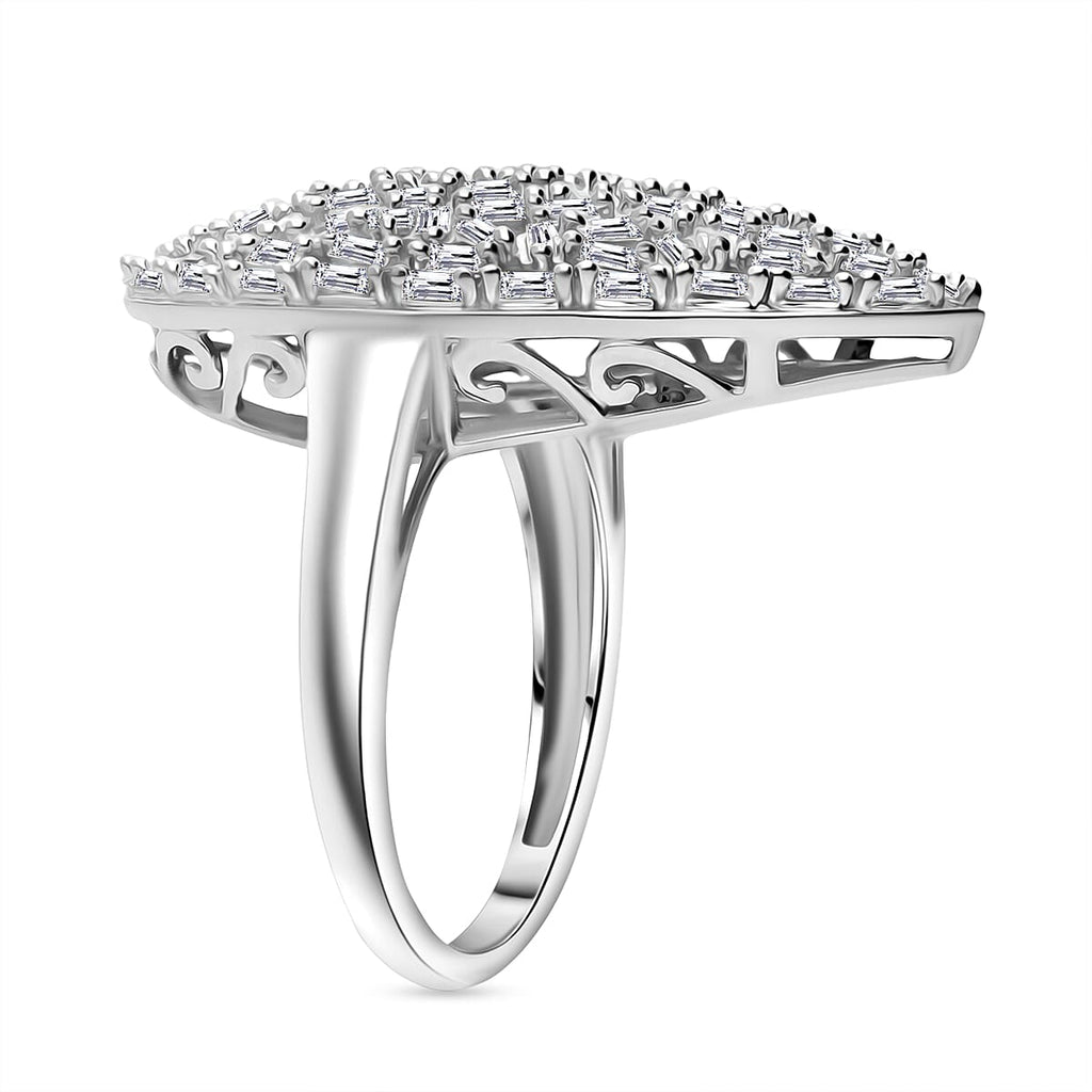 Designer Inspired - Luxuriant Lab Grown Diamond Fire Cracker (SI-GH) Ring in Rhodium Overlay Sterling Silver 1.00 Ct.