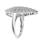 Designer Inspired - Luxuriant Lab Grown Diamond Fire Cracker (SI-GH) Ring in Rhodium Overlay Sterling Silver 1.00 Ct.