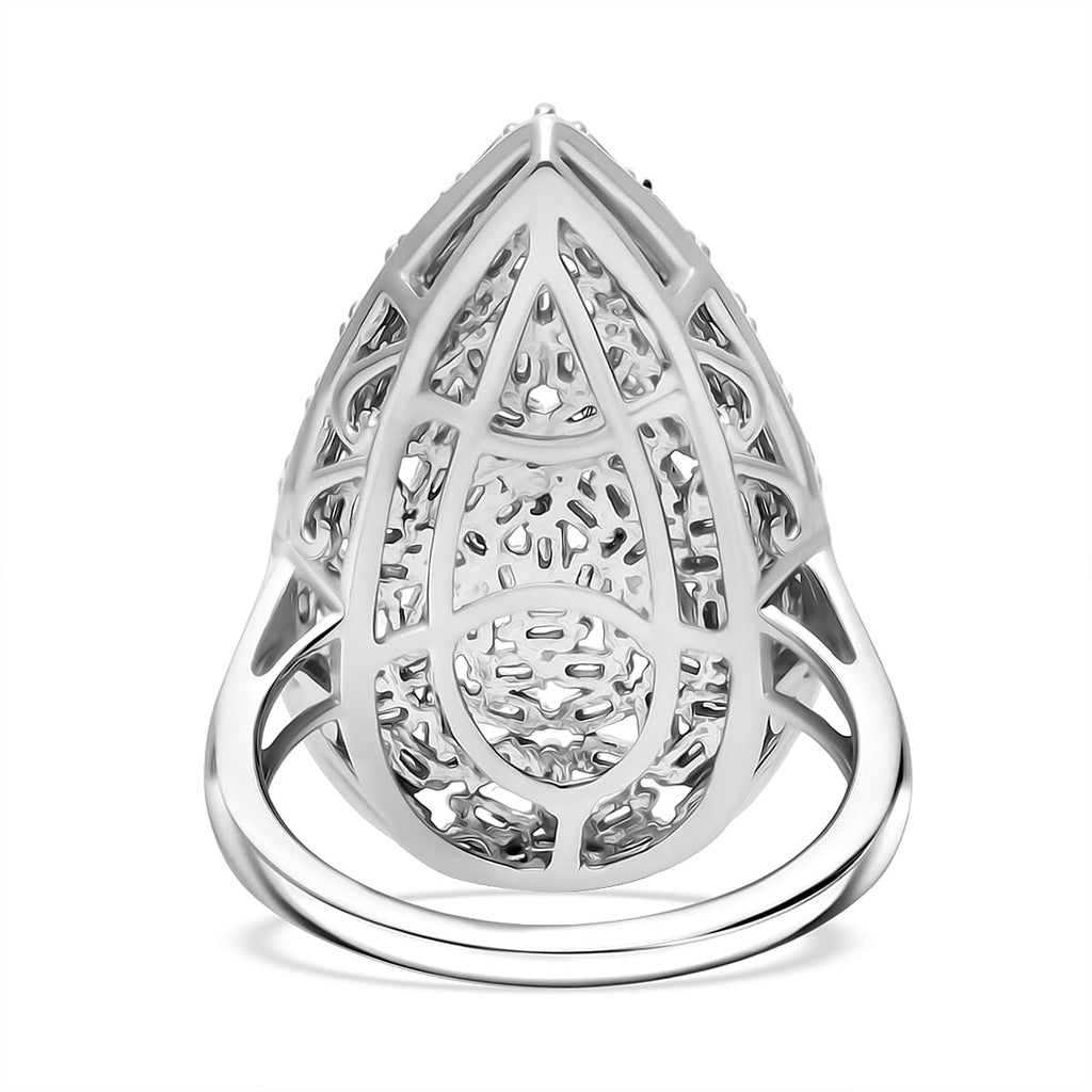 Designer Inspired - Luxuriant Lab Grown Diamond Fire Cracker (SI-GH) Ring in Rhodium Overlay Sterling Silver 1.00 Ct.