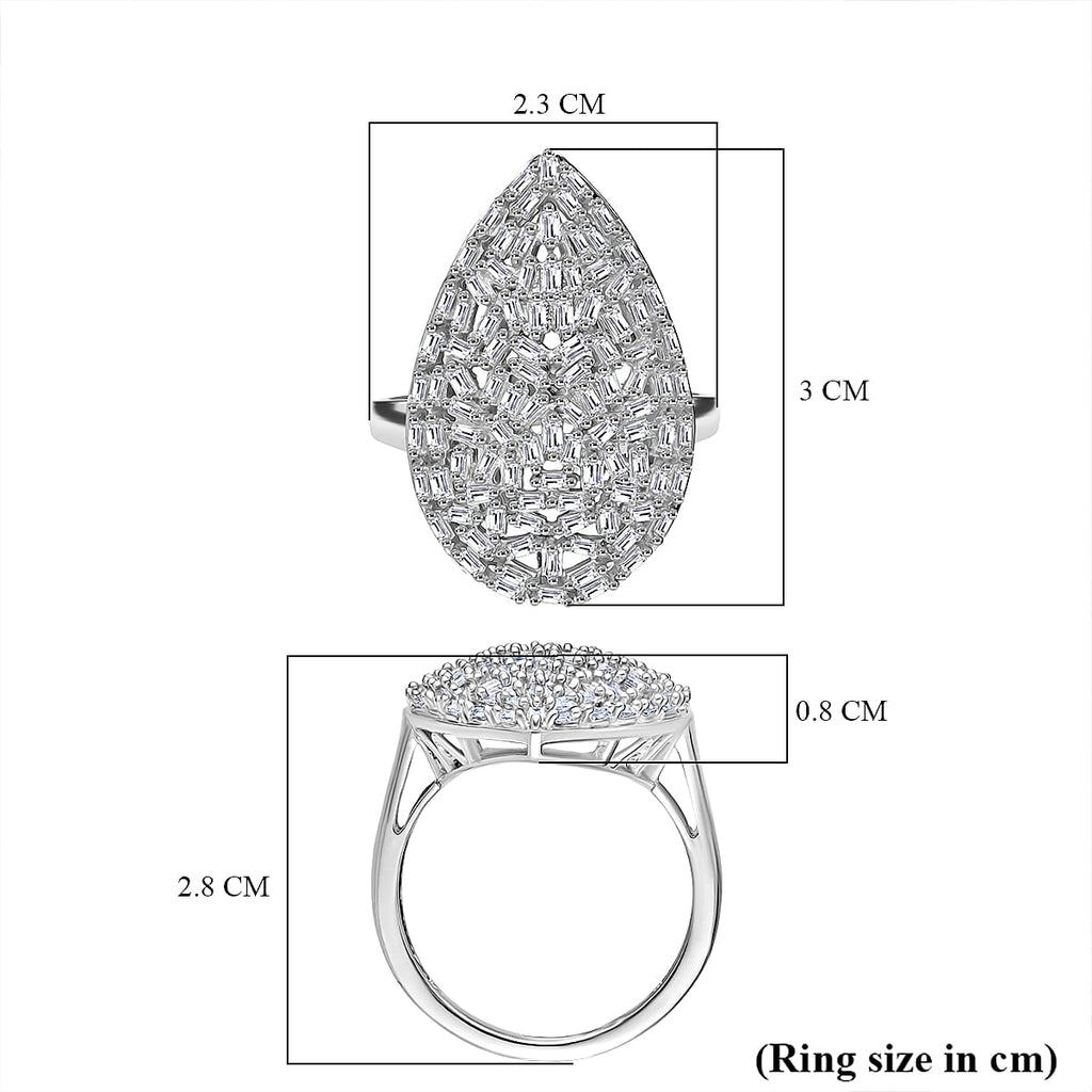Designer Inspired - Luxuriant Lab Grown Diamond Fire Cracker (SI-GH) Ring in Rhodium Overlay Sterling Silver 1.00 Ct.