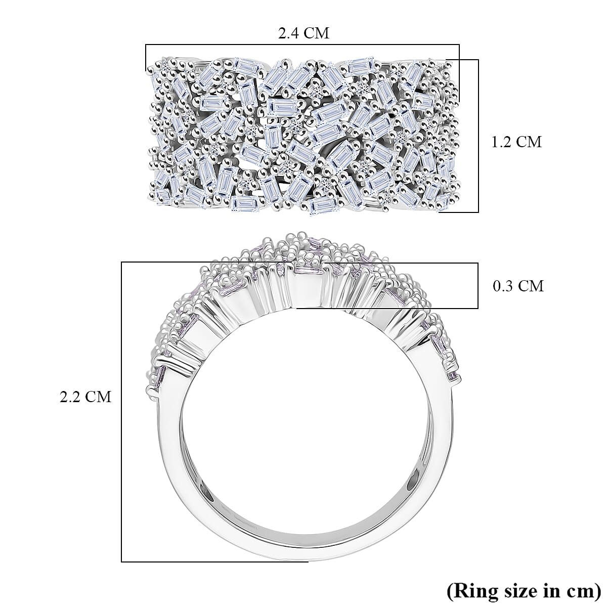 LUXURIANT 1 Ct. Lab Grown Diamond Firecracker Ring in Rhodium Overlay Sterling Silver (SI-GH) 8230633 5