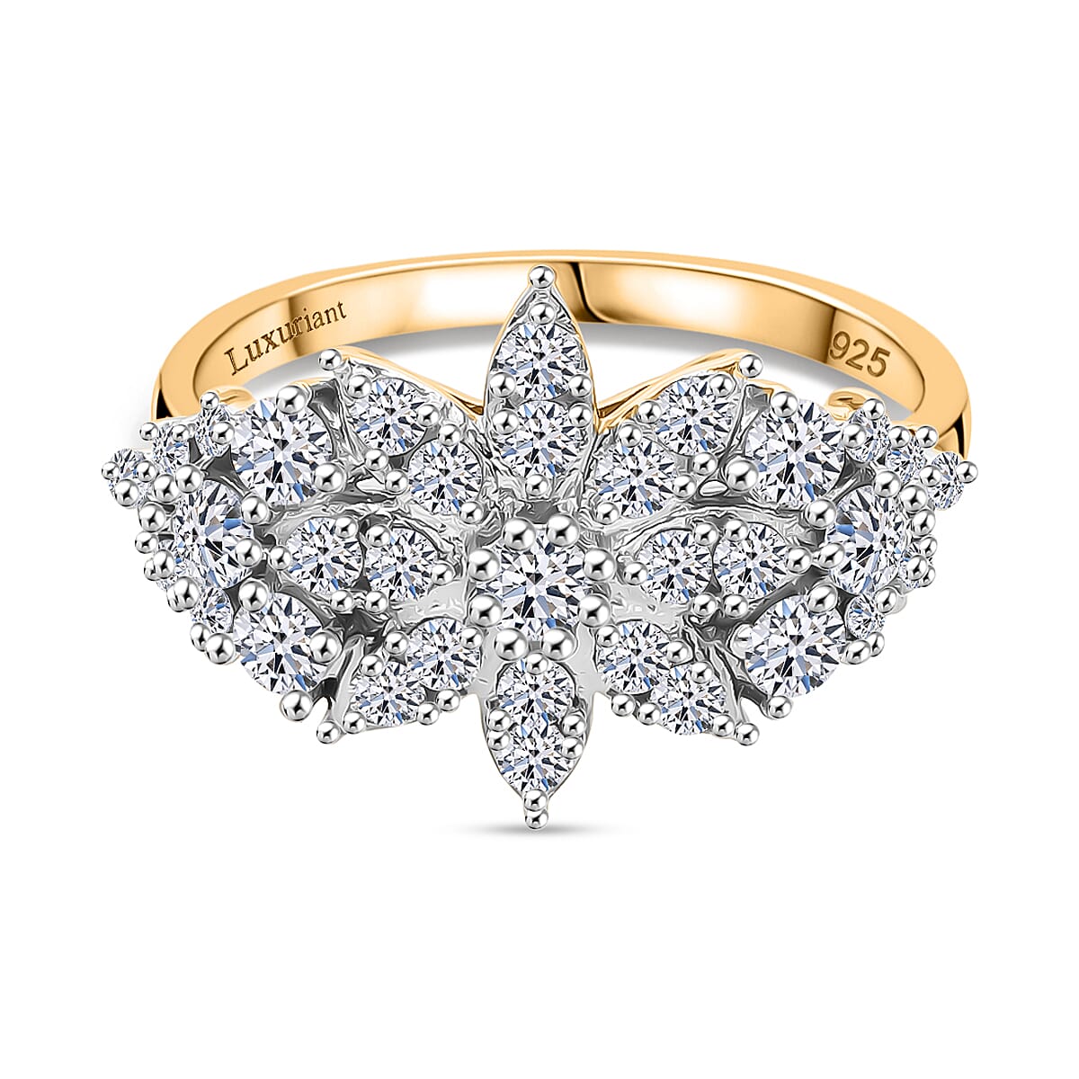 LUXURIANT 1.04 Ct. Lab Grown Diamond Floral Ring in Vermeil Yellow Gold Plated Sterling Silver 8171130 0