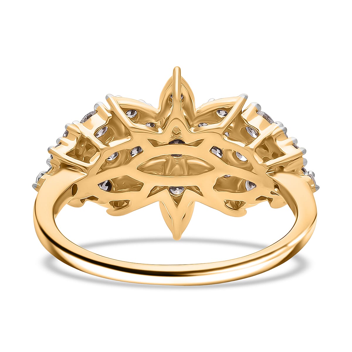 LUXURIANT 1.04 Ct. Lab Grown Diamond Floral Ring in Vermeil Yellow Gold Plated Sterling Silver 8171130 4