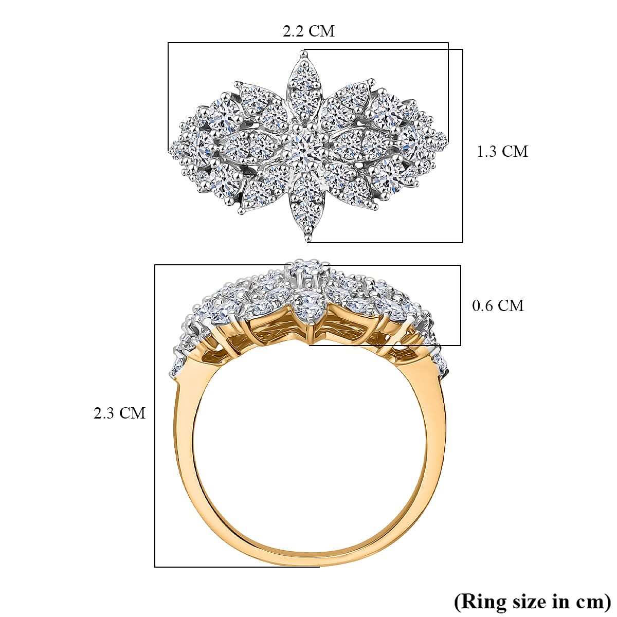 LUXURIANT 1.04 Ct. Lab Grown Diamond Floral Ring in Vermeil Yellow Gold Plated Sterling Silver 8171130 5
