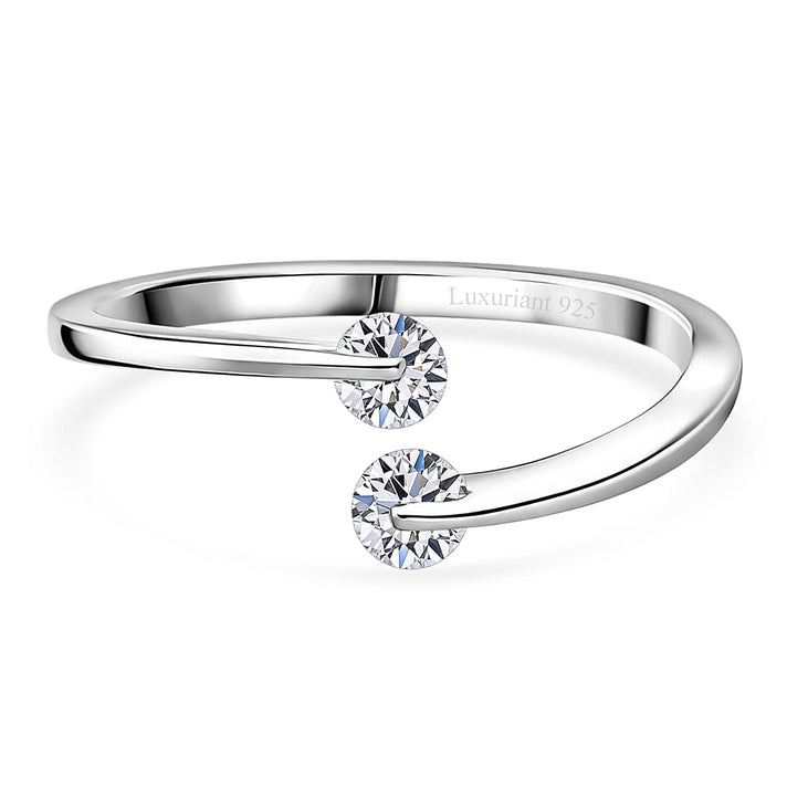 Luxuriant - Lab Grown Diamond (SI-G-H) Bypass Ring in Rhodium Overlay Sterling Silver 0.50 Ct. 8529507 1