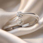 Luxuriant - Lab Grown Diamond (SI-G-H) Bypass Ring in Rhodium Overlay Sterling Silver 0.50 Ct.