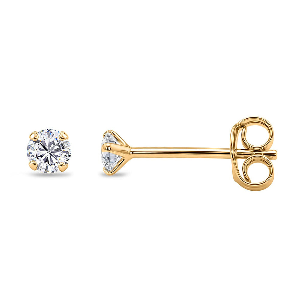 Luxuriant - Lab Grown Diamond (SI-G-H) Earring with Push Back in Yellow Gold Plated Sterling Silver 0.25 Ct.