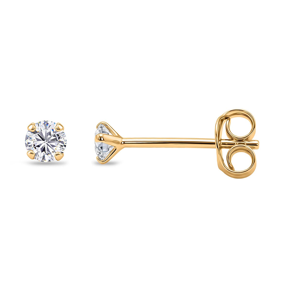 Luxuriant - Lab Grown Diamond (SI-G-H) Solitaire Stud Earring with Push Back in Yellow Gold Plated Sterling Silver 0.25 Ct. 8571461 0