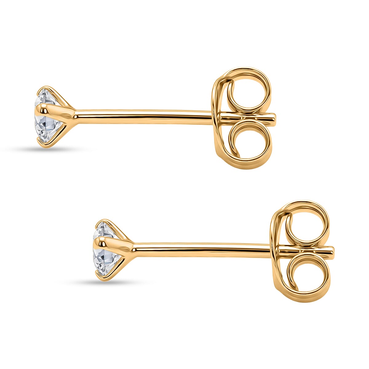 Luxuriant - Lab Grown Diamond (SI-G-H) Solitaire Stud Earring with Push Back in Yellow Gold Plated Sterling Silver 0.25 Ct. 8571461 4