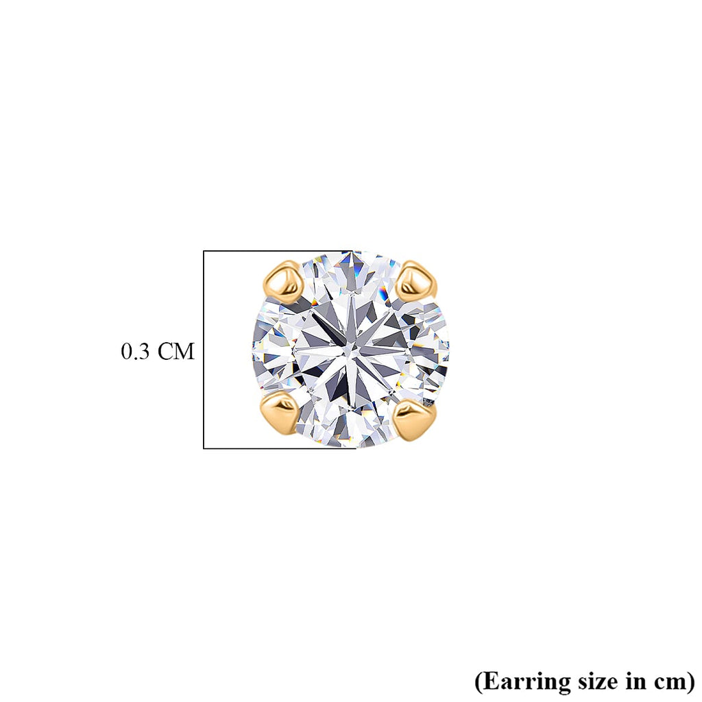 Luxuriant - Lab Grown Diamond (SI-G-H) Earring with Push Back in Yellow Gold Plated Sterling Silver 0.25 Ct.