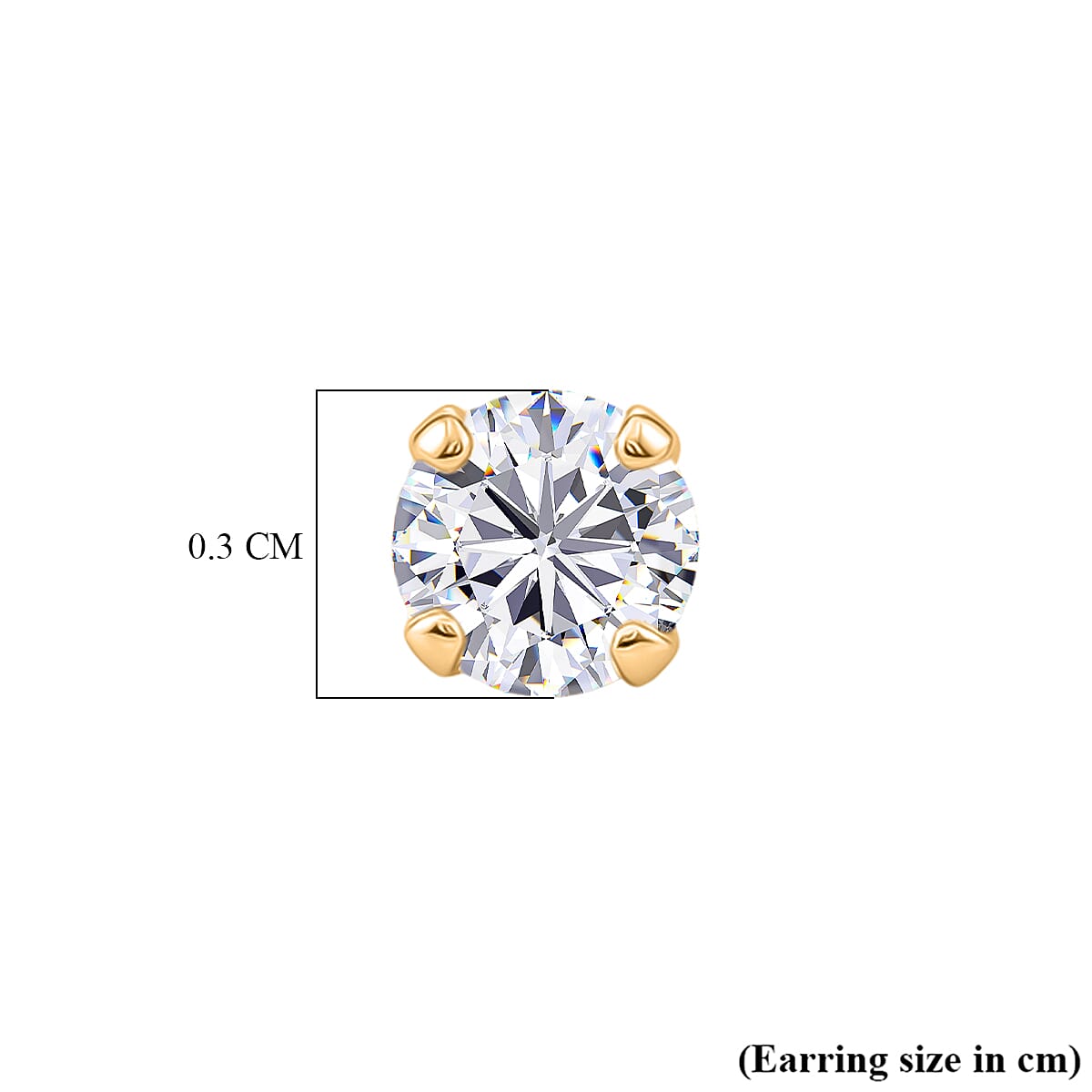 Luxuriant - Lab Grown Diamond (SI-G-H) Solitaire Stud Earring with Push Back in Yellow Gold Plated Sterling Silver 0.25 Ct. 8571461 5