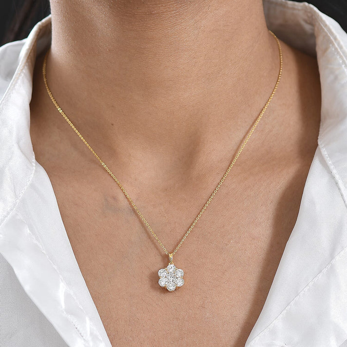 LUXURIANT 2 Ct. Lab Grown Diamond Pressure Set Pendant with Chain (Size 20) in 18K Vermeil Yellow Gold Overlay Sterling Silver (SI-G-H) 4477753 2